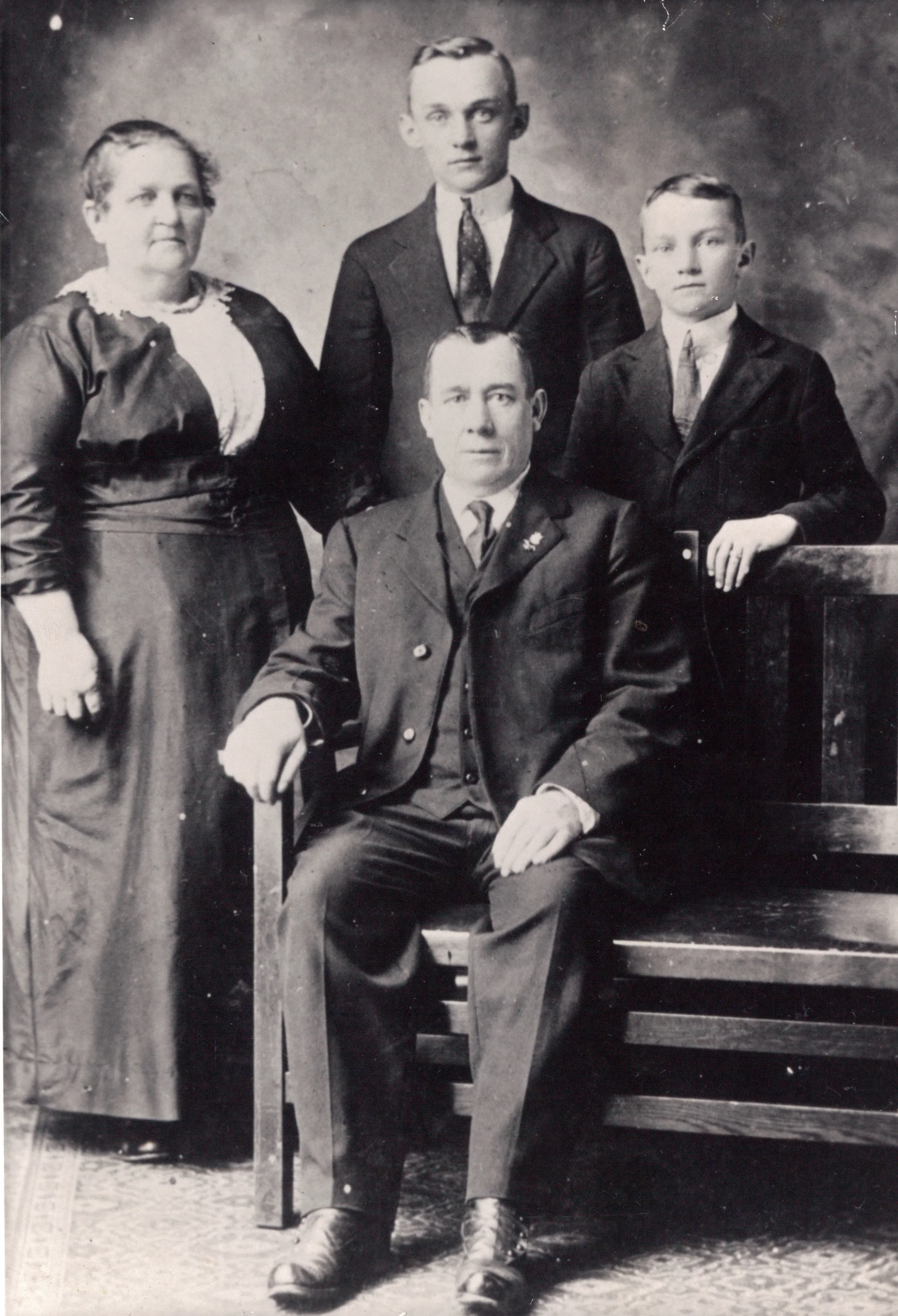 William Clifford Wildermuth Family Studio Portrait — with Flora Schlicher and two of their sons, c. 1915