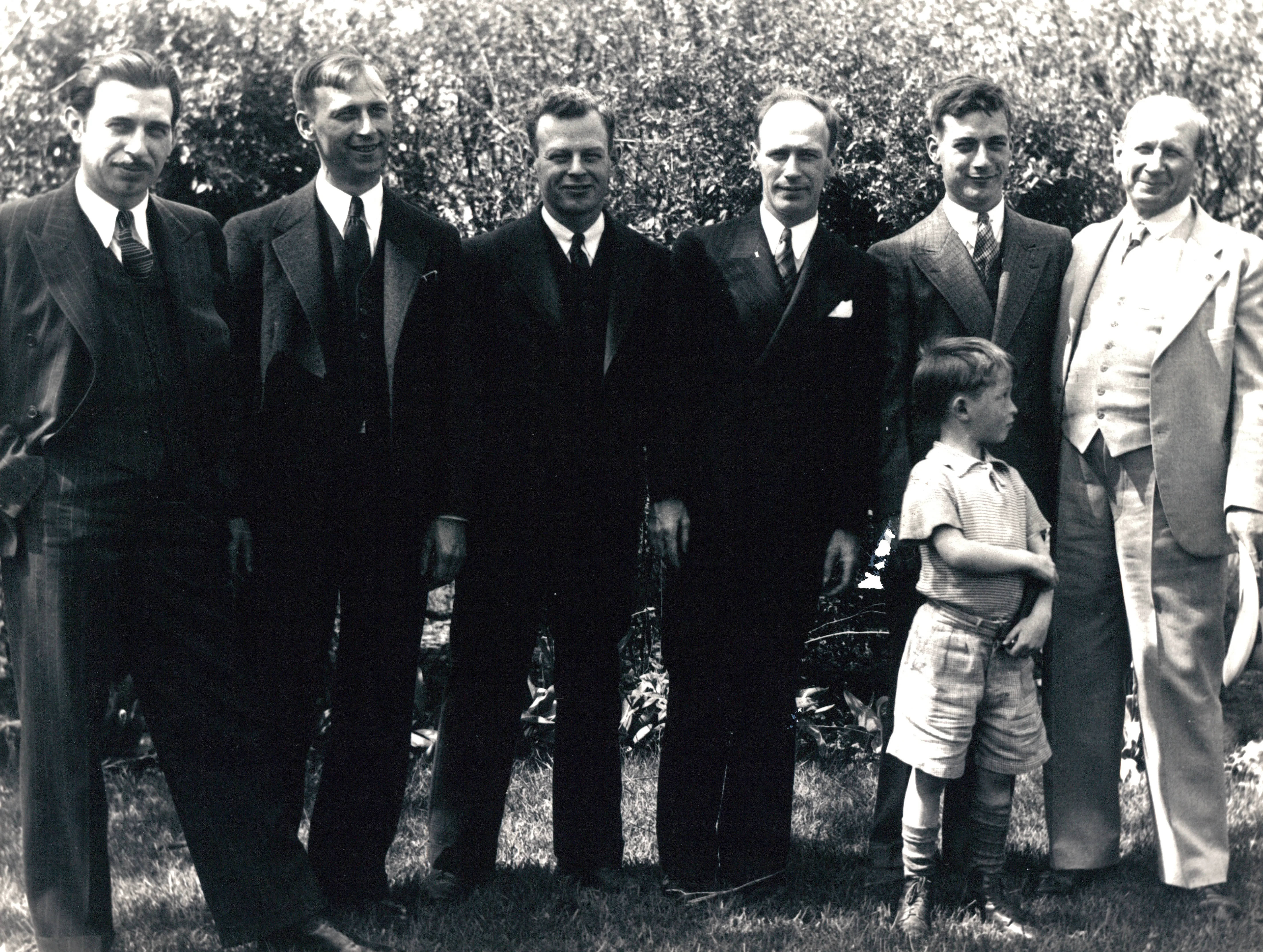 Charles Leonard Eesley with five of his sons and grandson Tommy, c. 1937–1939