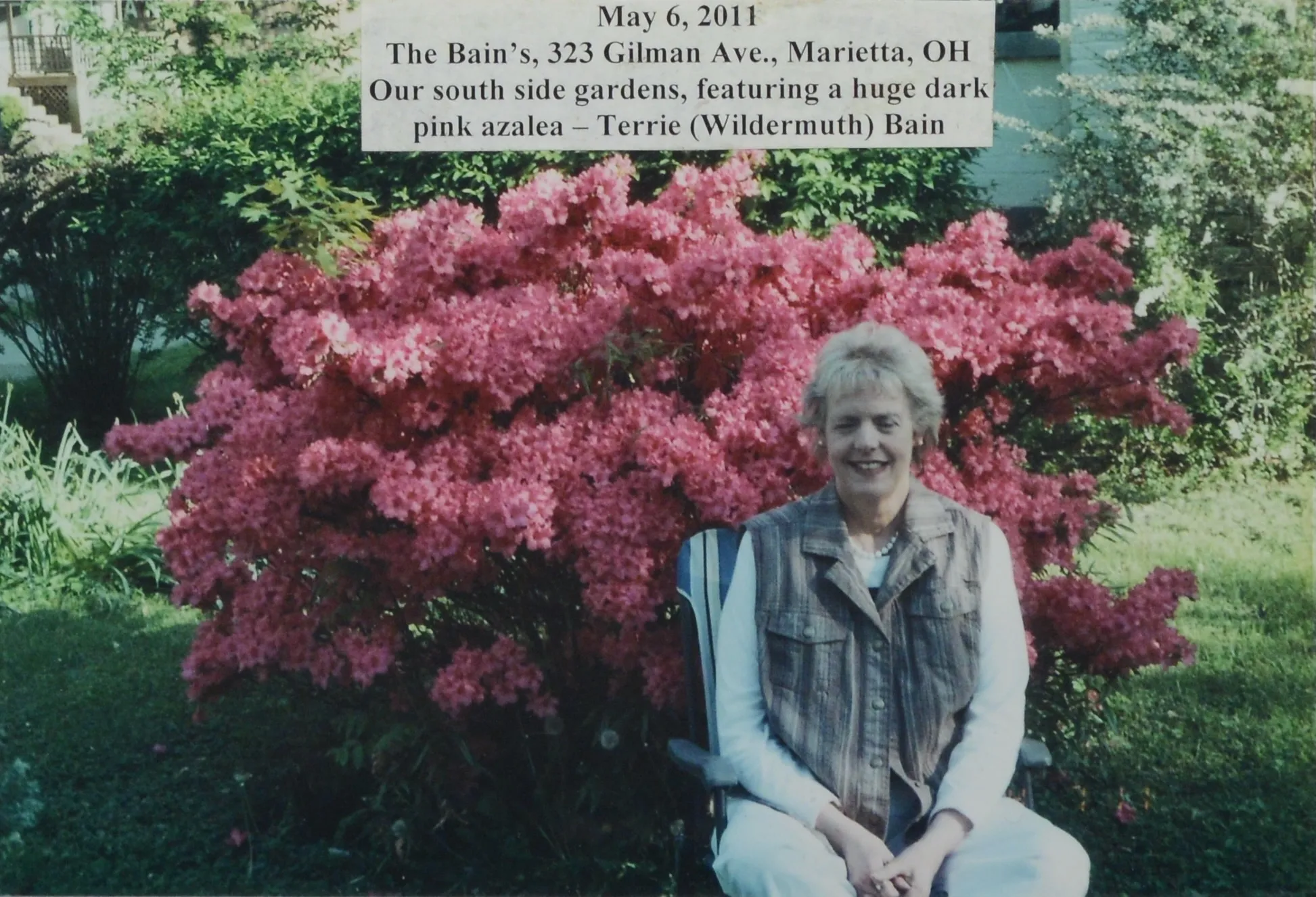 Terrie in the south-side garden, May 2011