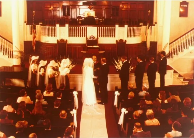 At the altar — Charlie and Terrie's wedding, 15 August 1971