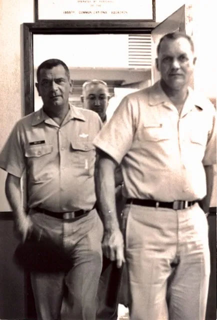 Major Wildermuth and another officer at the 1956th Communications Squadron, Itazuke.