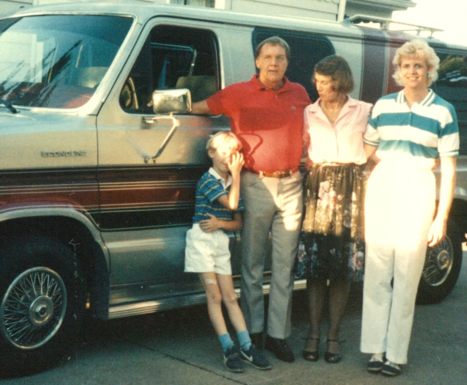Chuck with his mother Terrie and Wildermuth grandparents Robert Earl and Dottie, after their drive up from Orlando — c. 1985–1987
