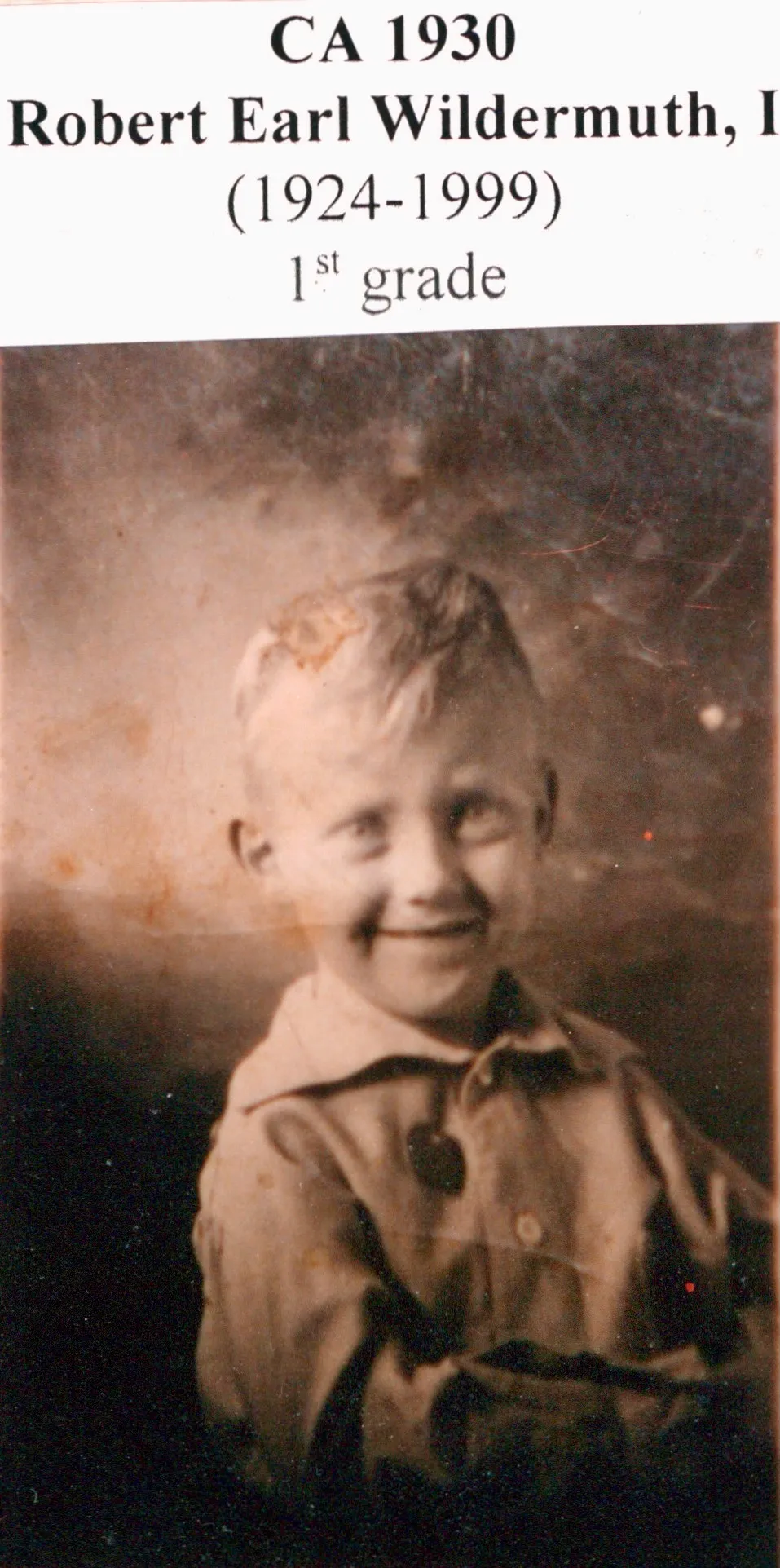 Robert Earl Wildermuth — First Grade Portrait, c. 1930