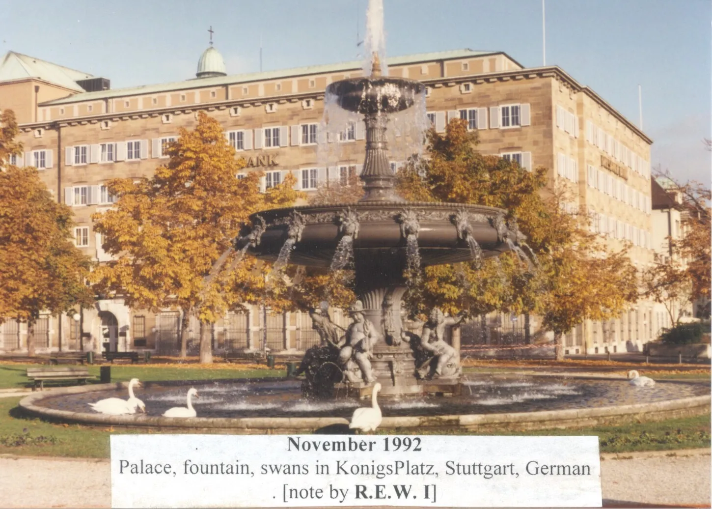 A Schlossplatz fountain — 1992 and 2018 — Nov 1992