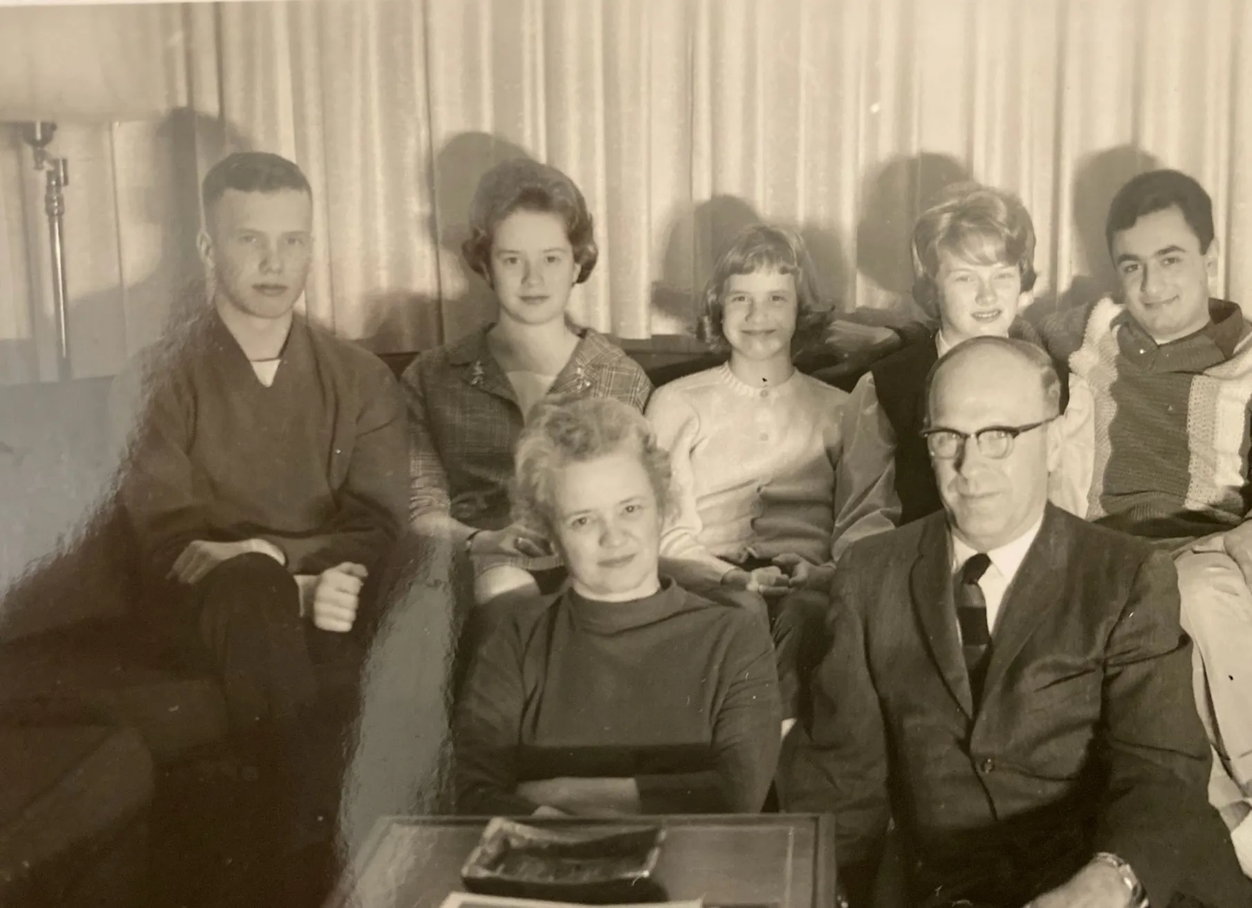The Will and Peggy Eesley family with Joe Kamiab — c. 1965, around Jeanne and Joe's June wedding