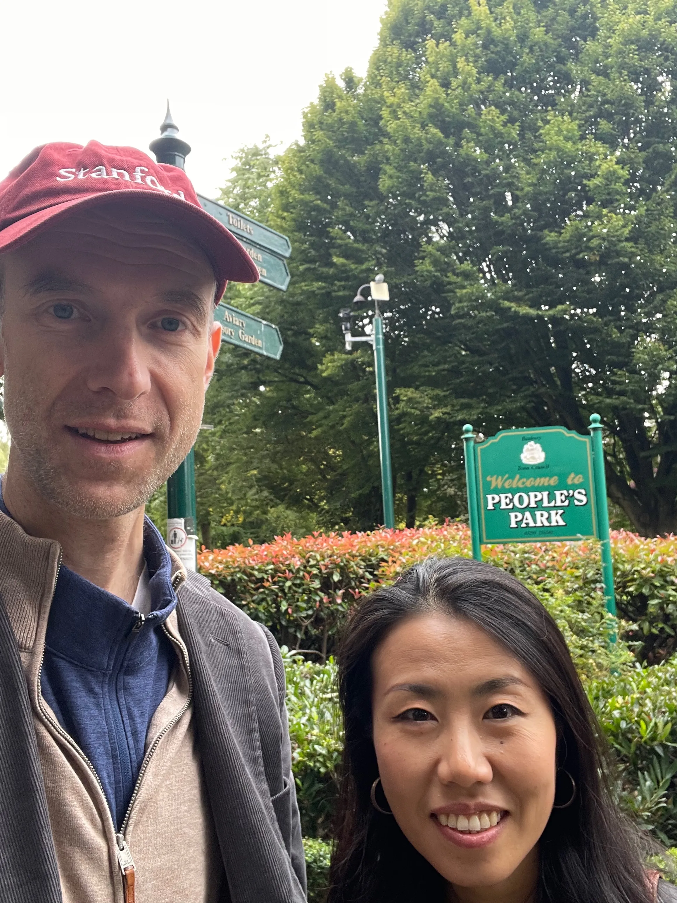 Chuck and Lijie at Banbury on the same England research trip that produced the [Oxford library line back to Joseph Eesley](/docs/eesley-line-research-notes/) and the [Old Stratford Rother Street](/places/old-stratford-rother-street/) photograph. Banbury was the family's nearest market town to the Hanwell parish where Joseph Eesley and Frances Ayris had founded the documented line two centuries earlier.