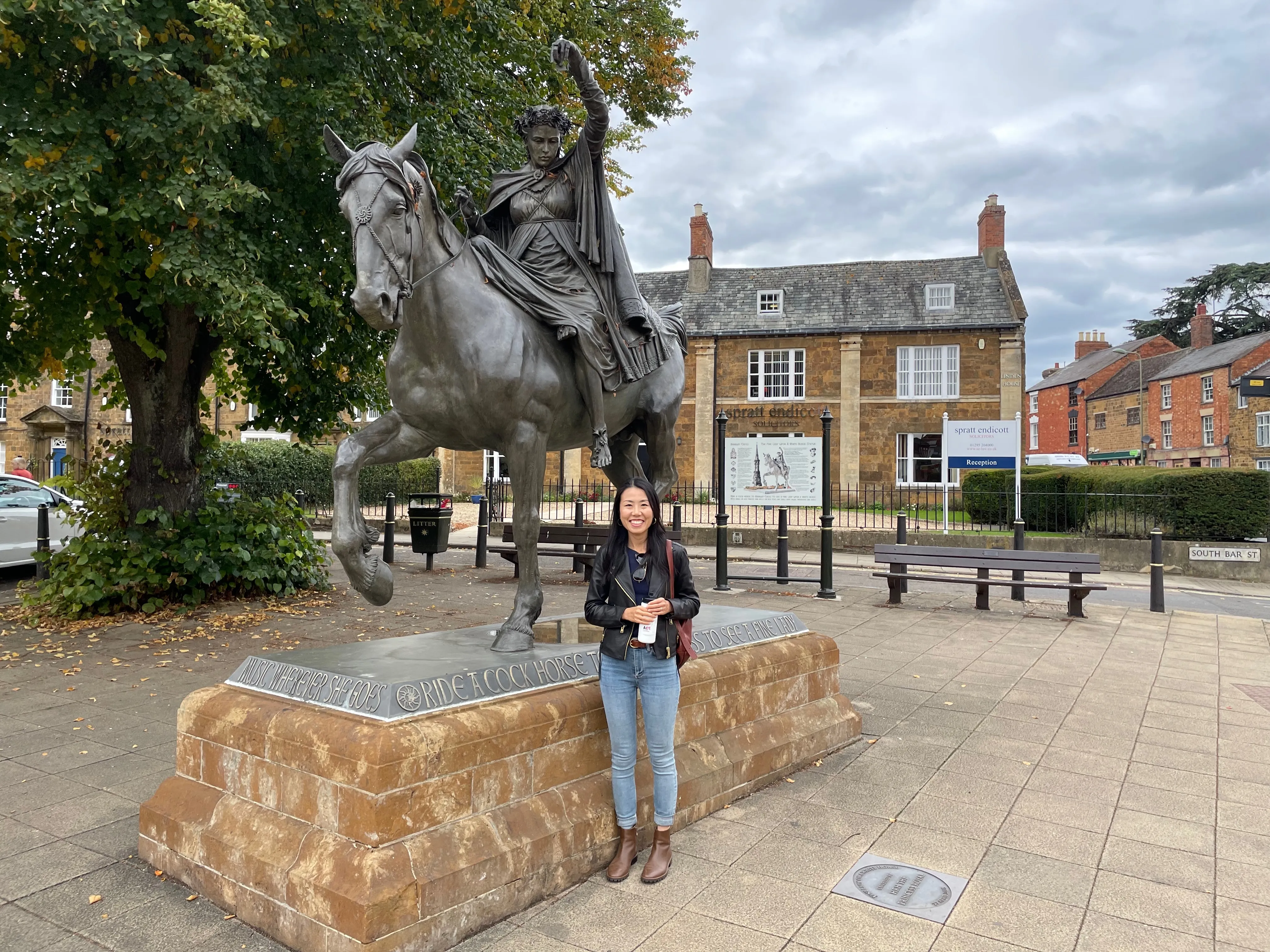 Chuck and Lijie at Banbury on the same England research trip that produced the [Oxford library line back to Joseph Eesley](/docs/eesley-line-research-notes/) and the [Old Stratford Rother Street](/places/old-stratford-rother-street/) photograph. Banbury was the family's nearest market town to the Hanwell parish where Joseph Eesley and Frances Ayris had founded the documented line two centuries earlier.