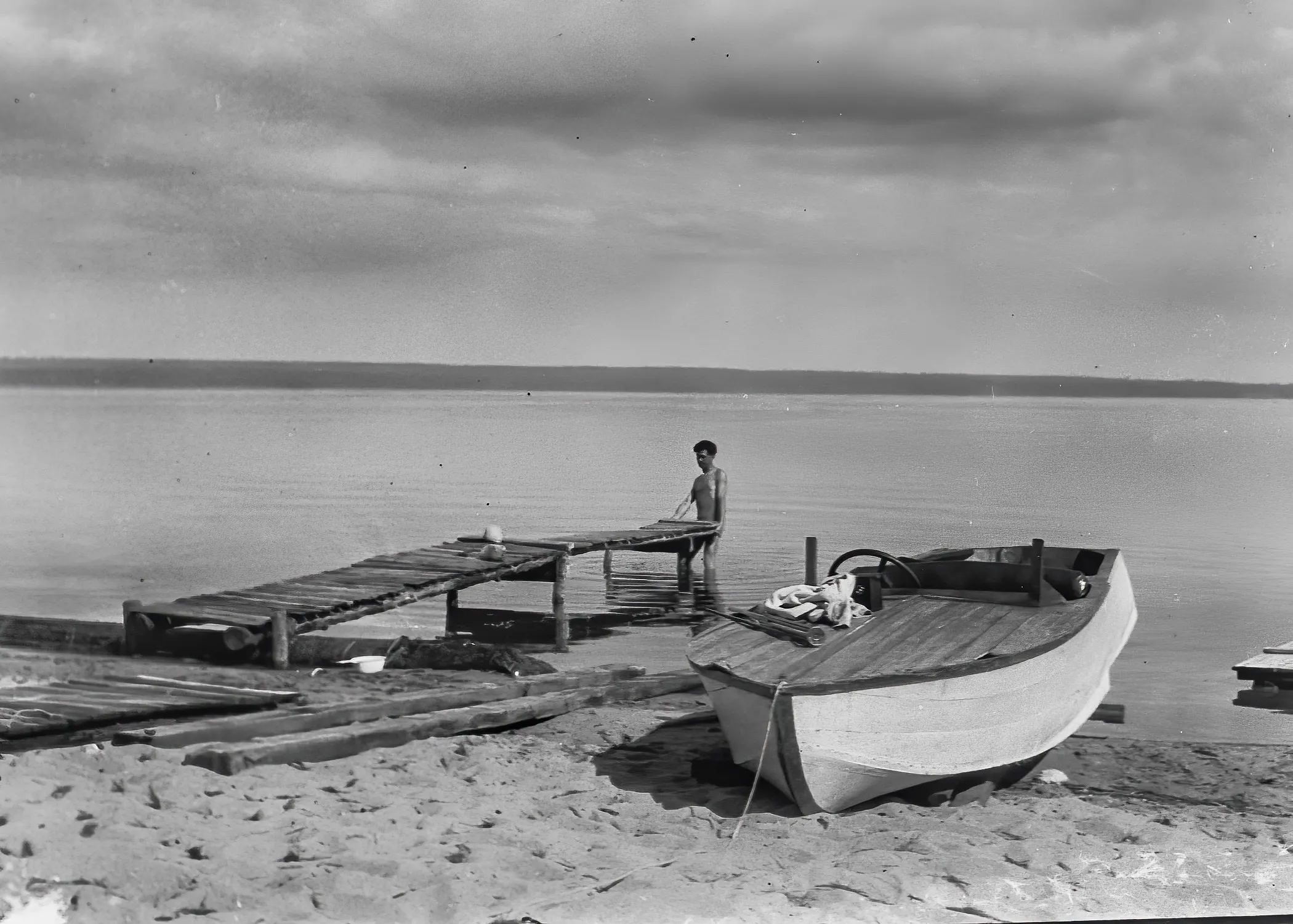 Leonard Bringing in the Dock — Black Lake, Michigan, 1928