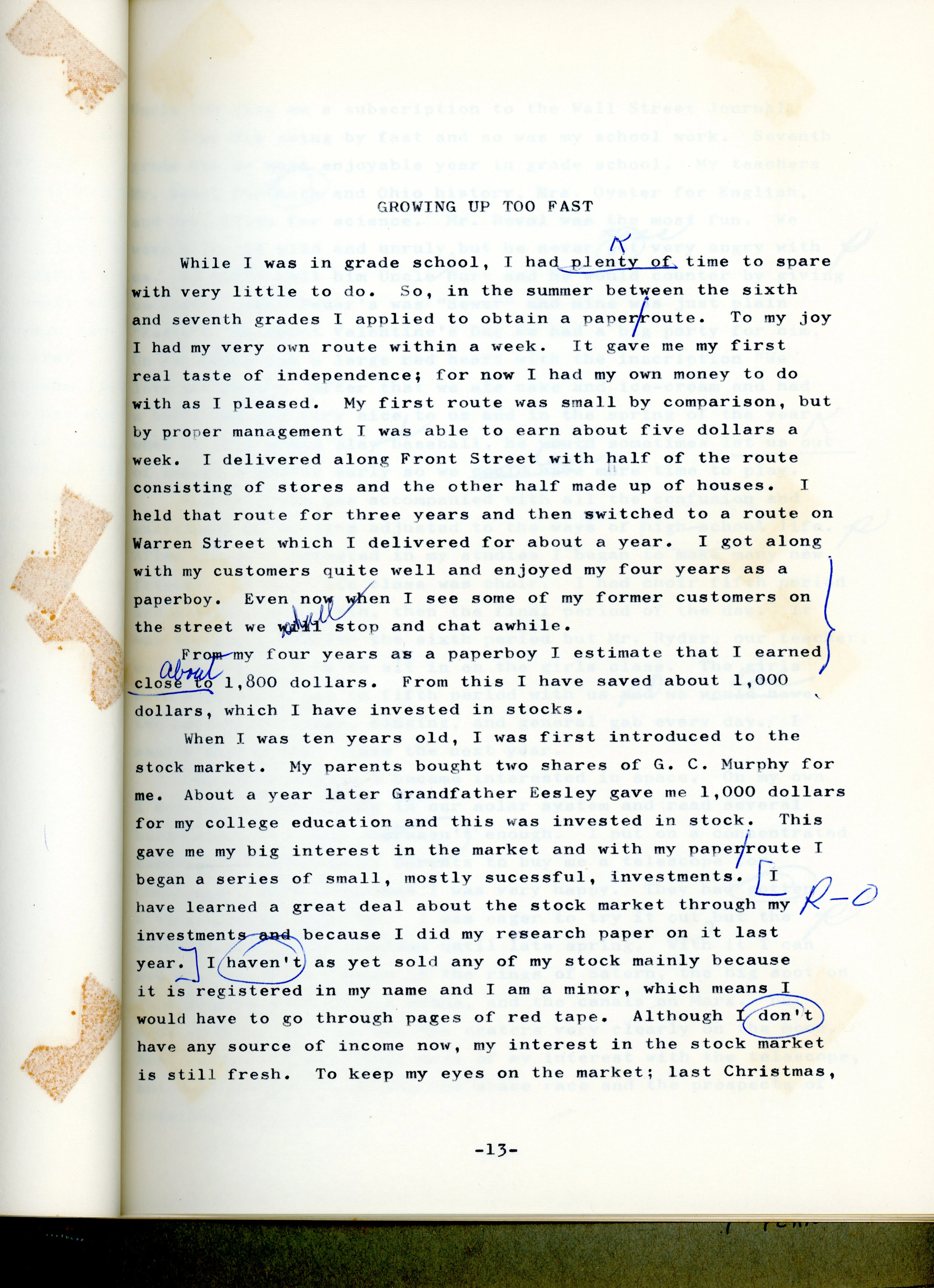 My Mother's Favorite Son — Charles Eesley's 12th-Grade Autobiography (c. 1964–1965) — scan 17