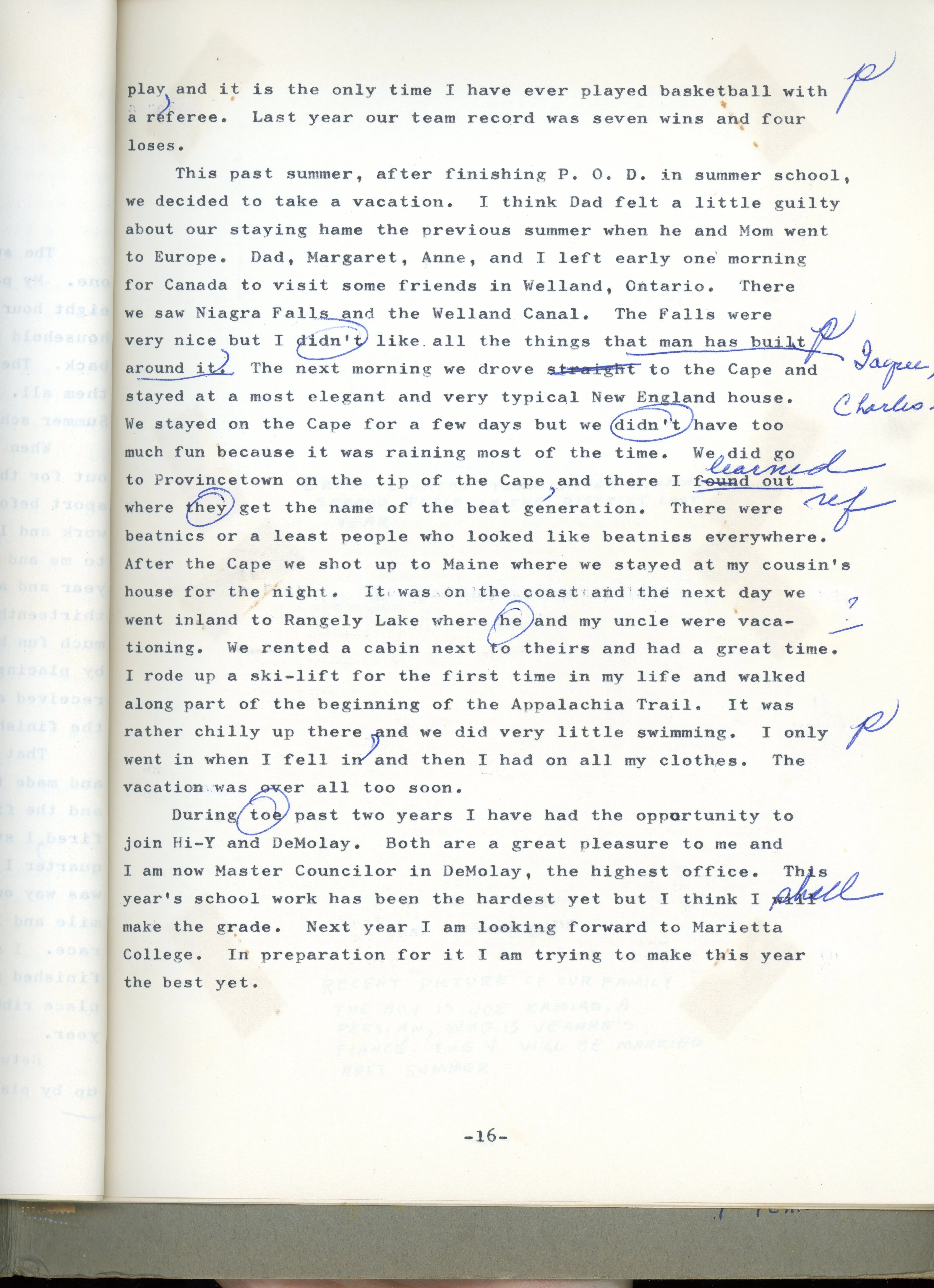 My Mother's Favorite Son — Charles Eesley's 12th-Grade Autobiography (c. 1964–1965) — scan 20