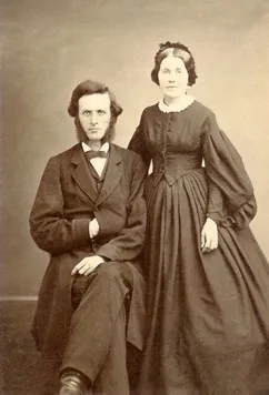 Rev. Abraham Ramsey Anderson and Nancy Jane (Shaw) Anderson, c. 1860 — the wedding-year double portrait. From Chuck's keeping.