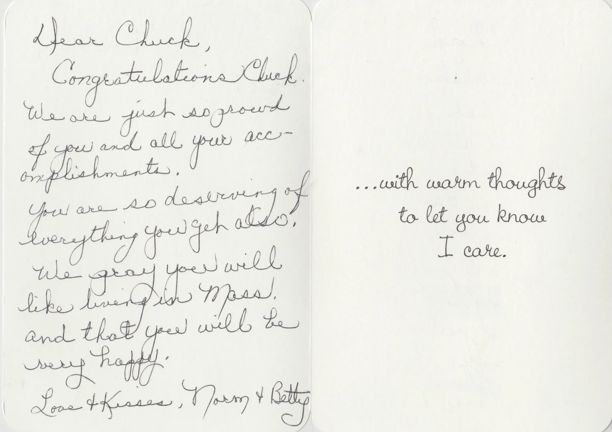 Aunt Betty Wolfe's cards to Chuck, 2003–2005 — scan 1