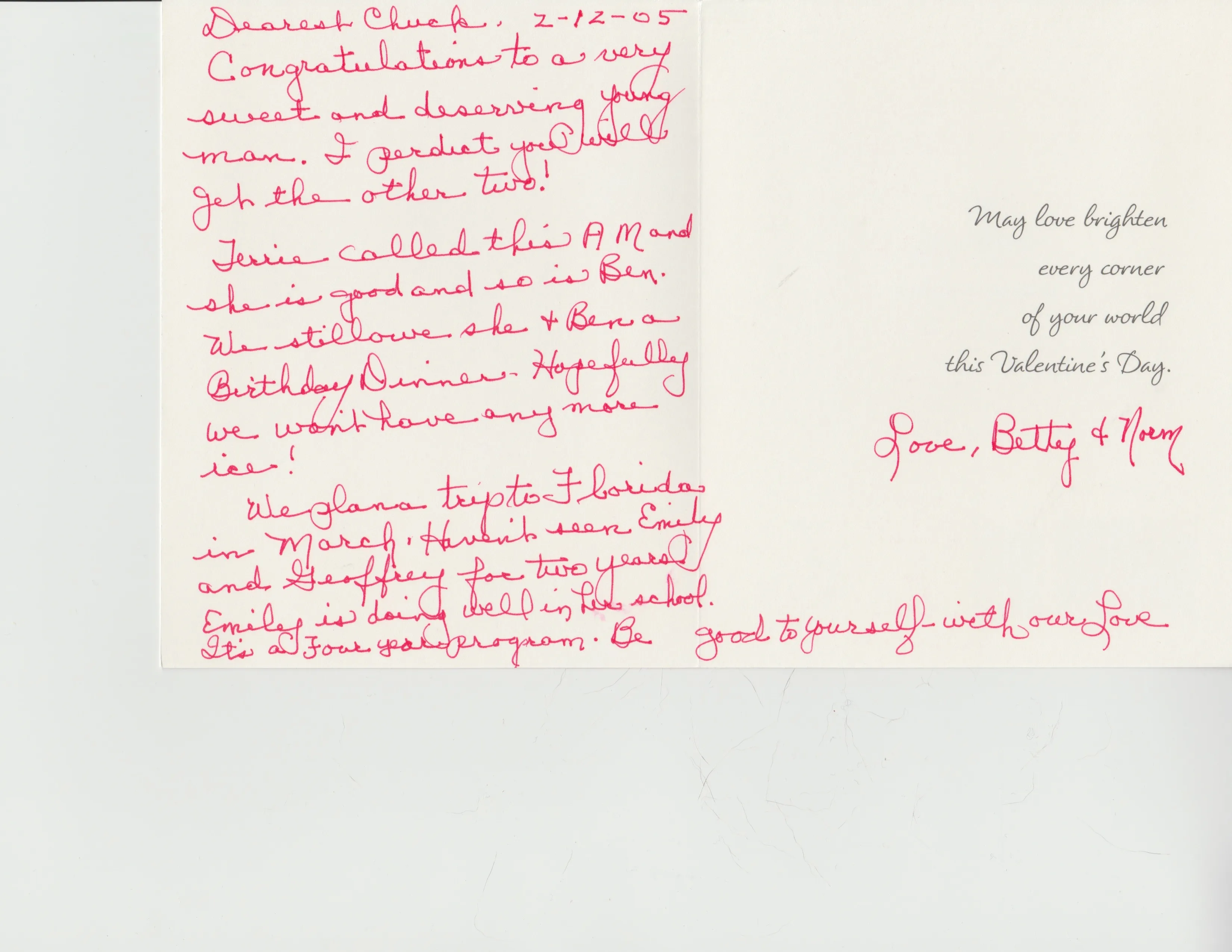Aunt Betty Wolfe's cards to Chuck, 2003–2005 — scan 3