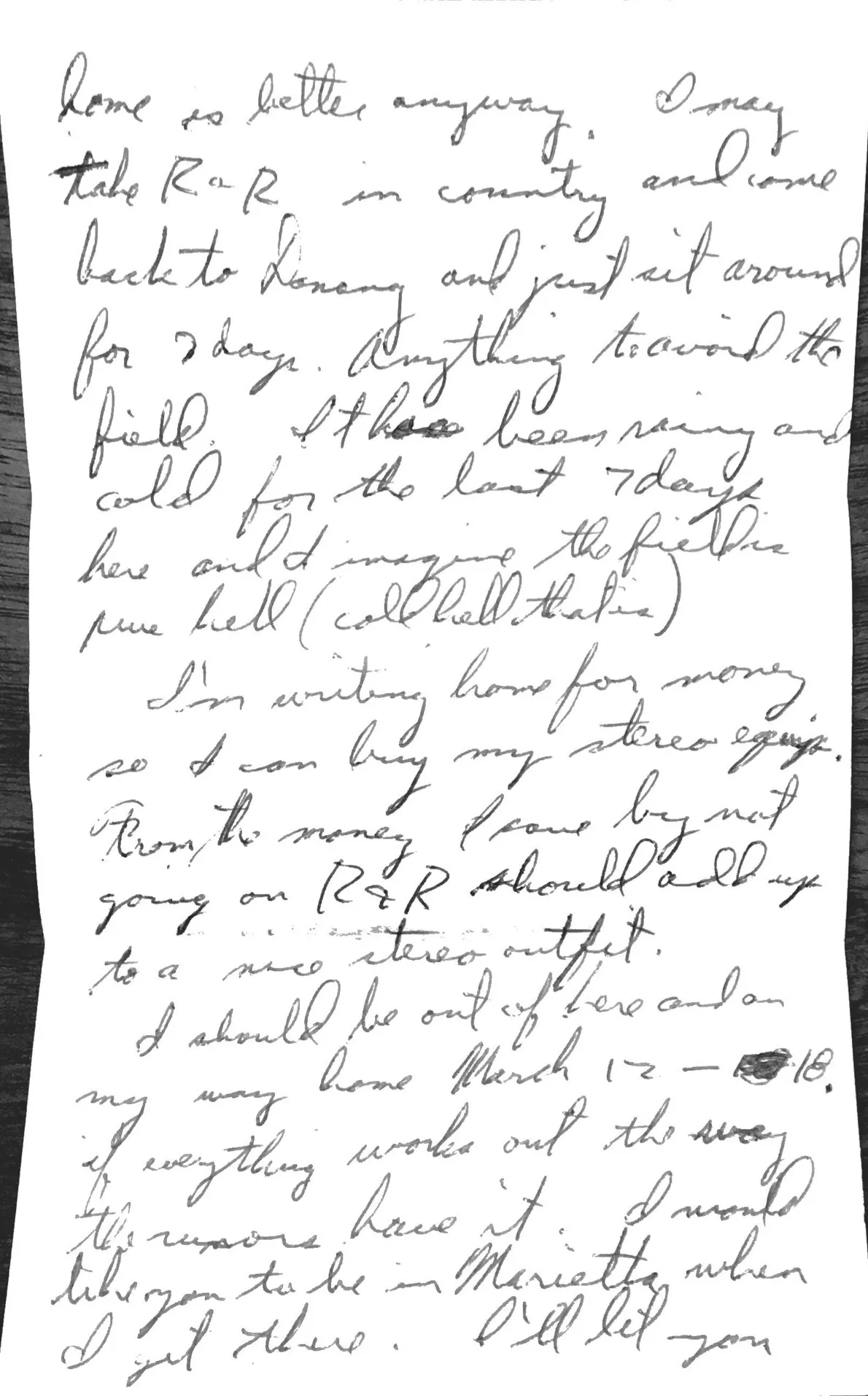 Letter to Terrie, 5 January 1971 — the 1st Air Cav stands down and the drops grow — scan 2