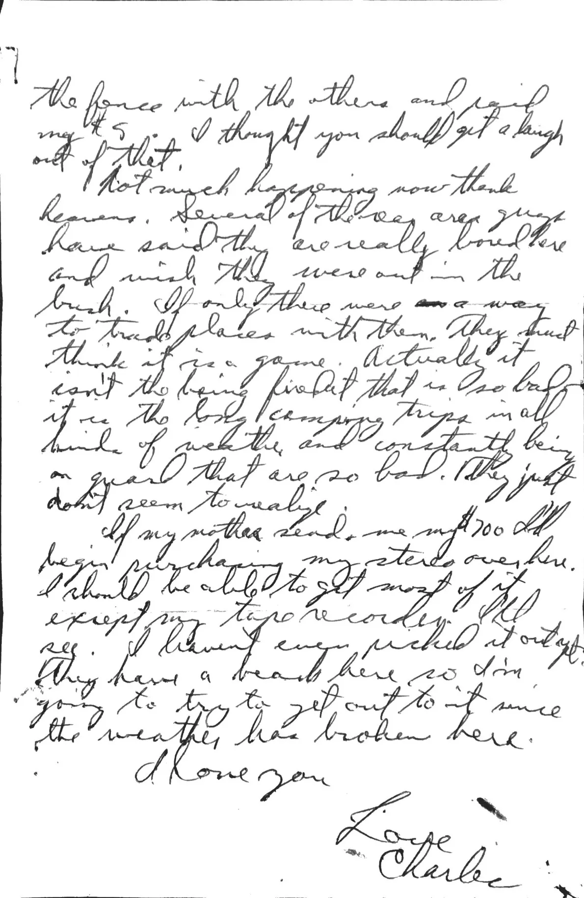 Letter to Terrie, 15 January 1971 — on guard, scotch, and what's actually hard about the field — scan 2
