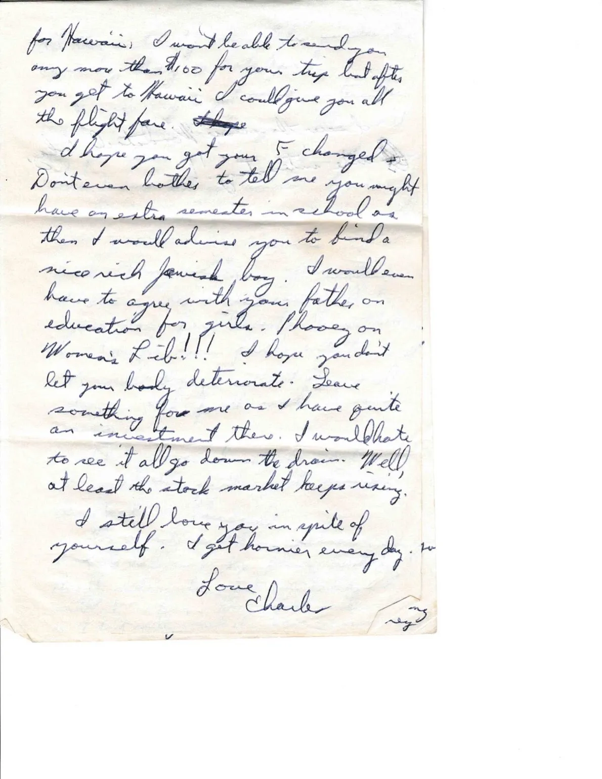 Letter to Terrie, October 1970 — 'I will vote for the immediate pull-out candidates' — scan 2