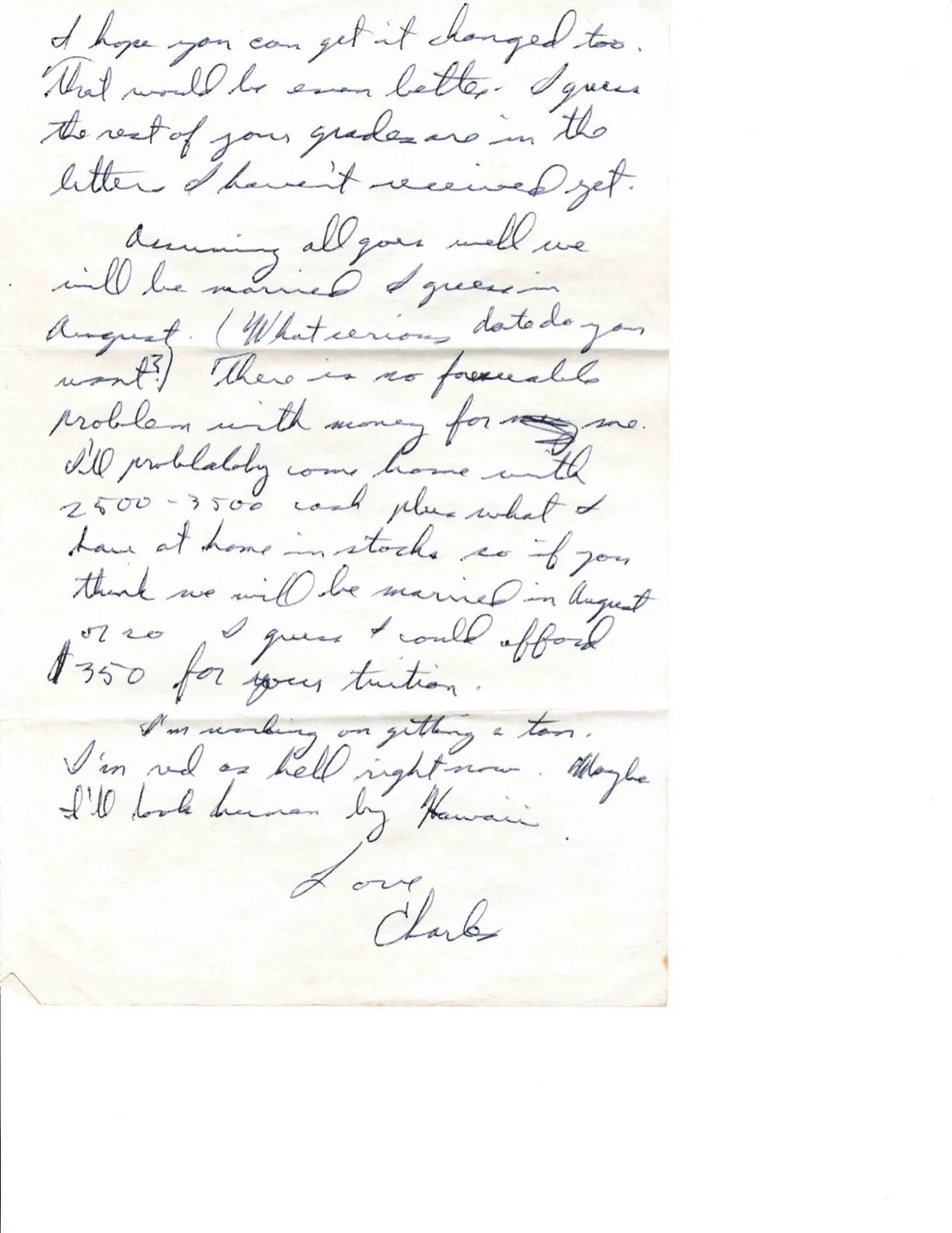 Letter to Terrie, 15 February 1971 — point by point: Laos, the one room, and a wedding in August — scan 2