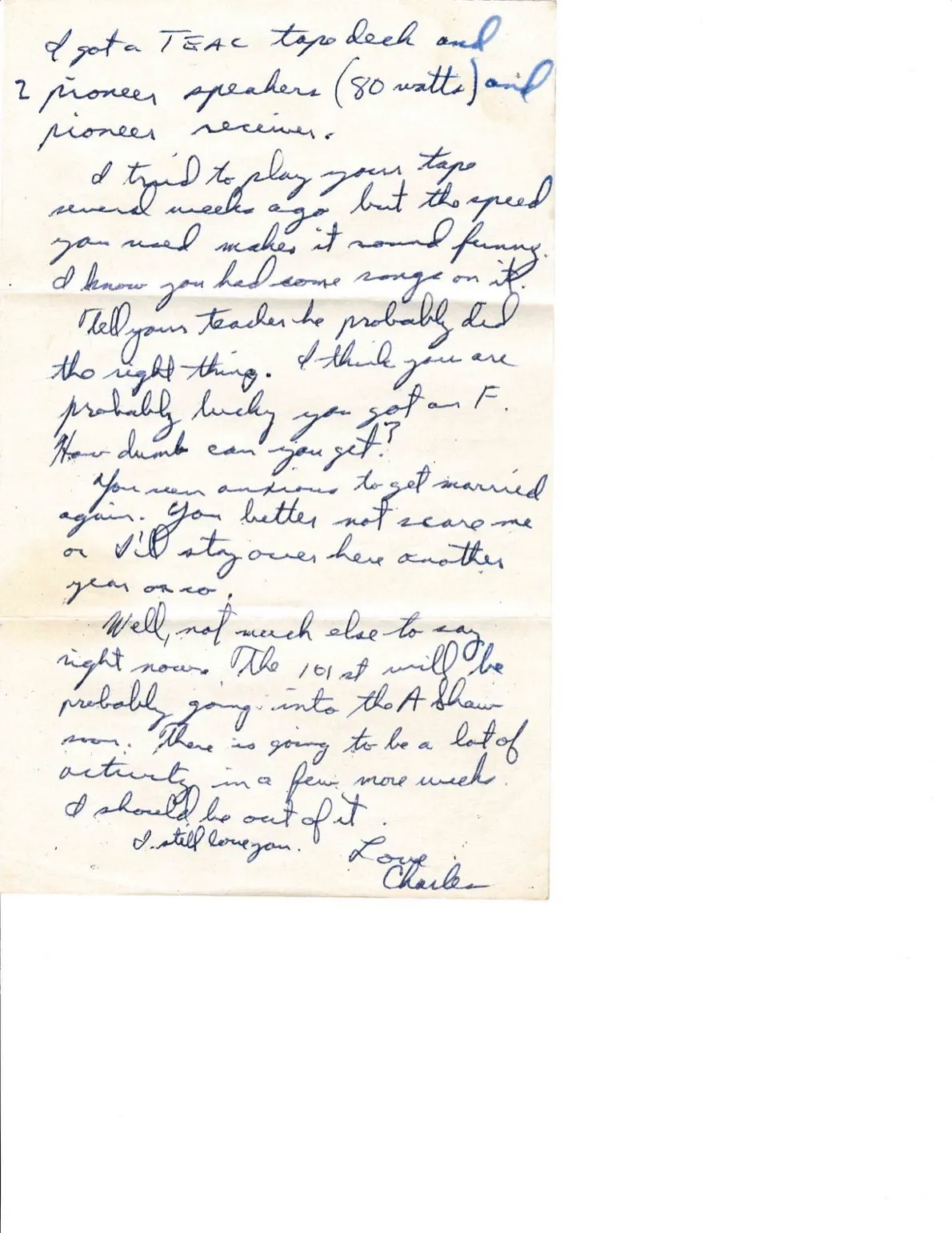 Letter to Terrie, 17 February 1971 — the typing job, the R&R allocation, and the stereo — scan 3