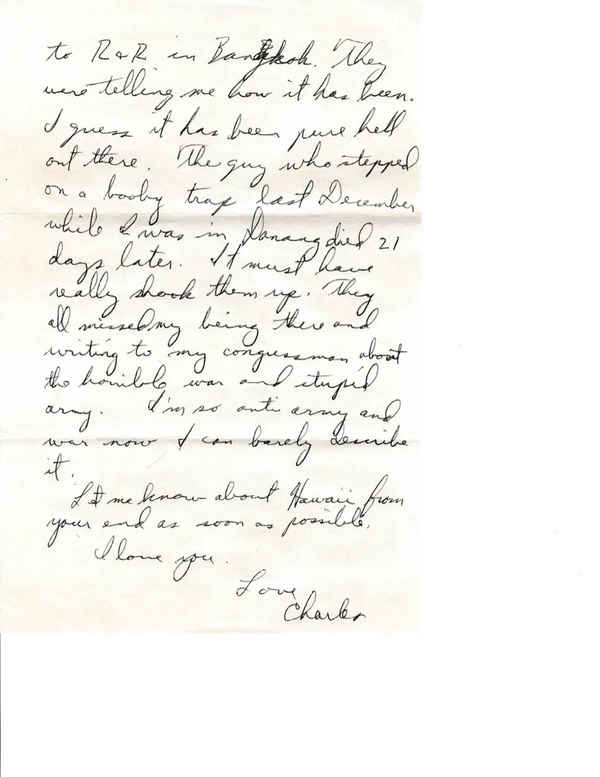 Letter to Terrie, 22 February 1971 — extended to June 14, the long hours, and a death from December — scan 2