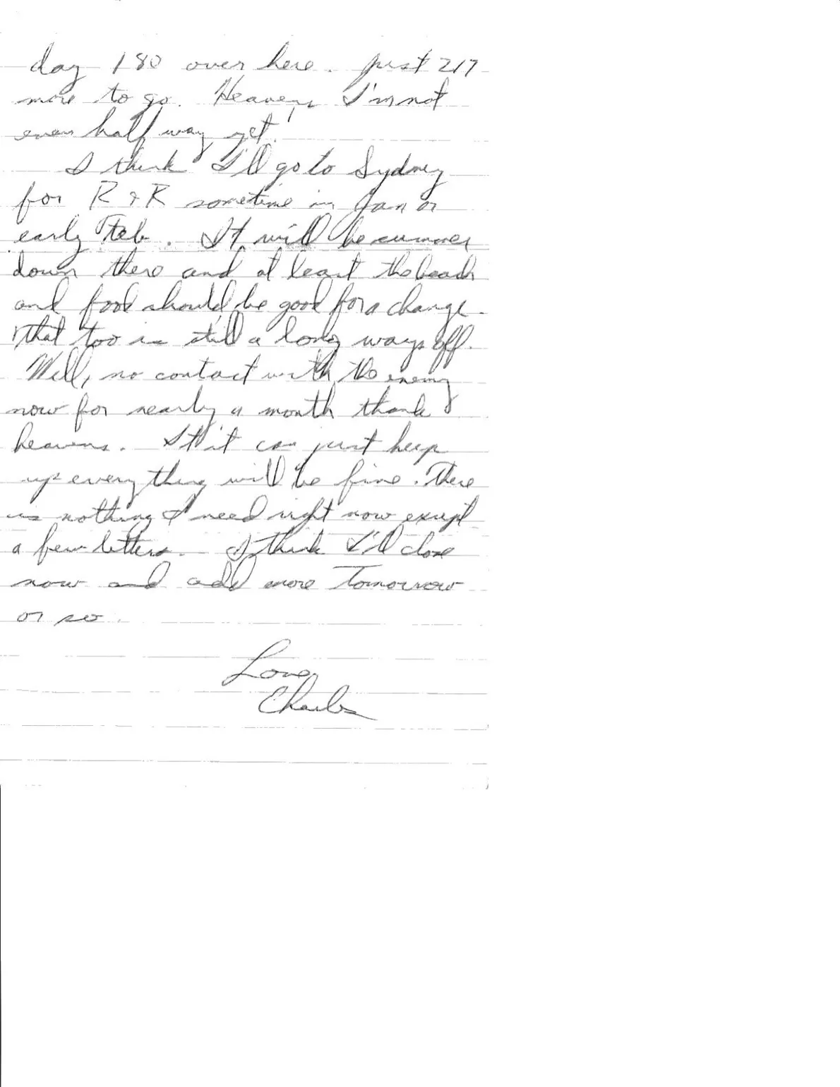 Letter to Terrie, c. 8 November 1970 — the stand-down, day 180, and a Sydney R&R idea — scan 2