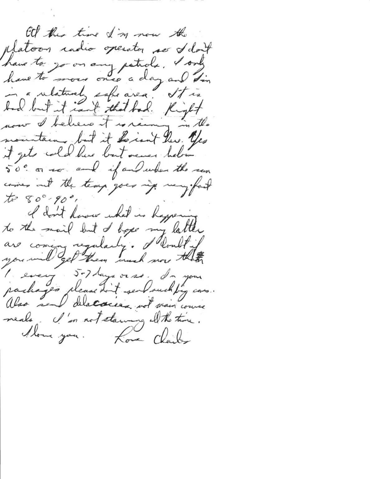 Letter to Terrie, 23 November 1970 — platoon radio operator, the year's schedule, and Thanksgiving in the rear — scan 2