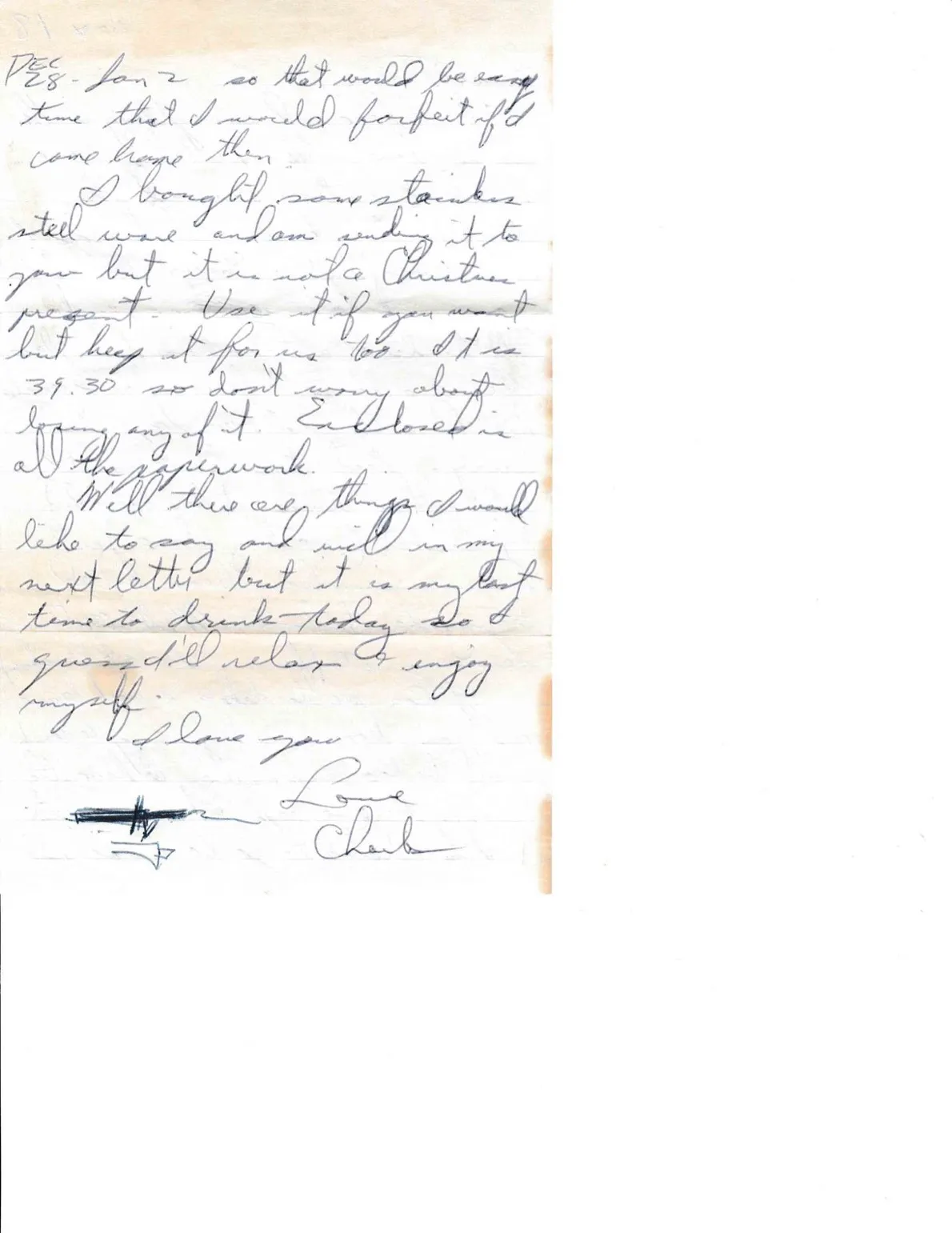 Letter to Terrie, 18 November 1970 — back out to 'really hairy' action, half drunk in the rear — scan 2