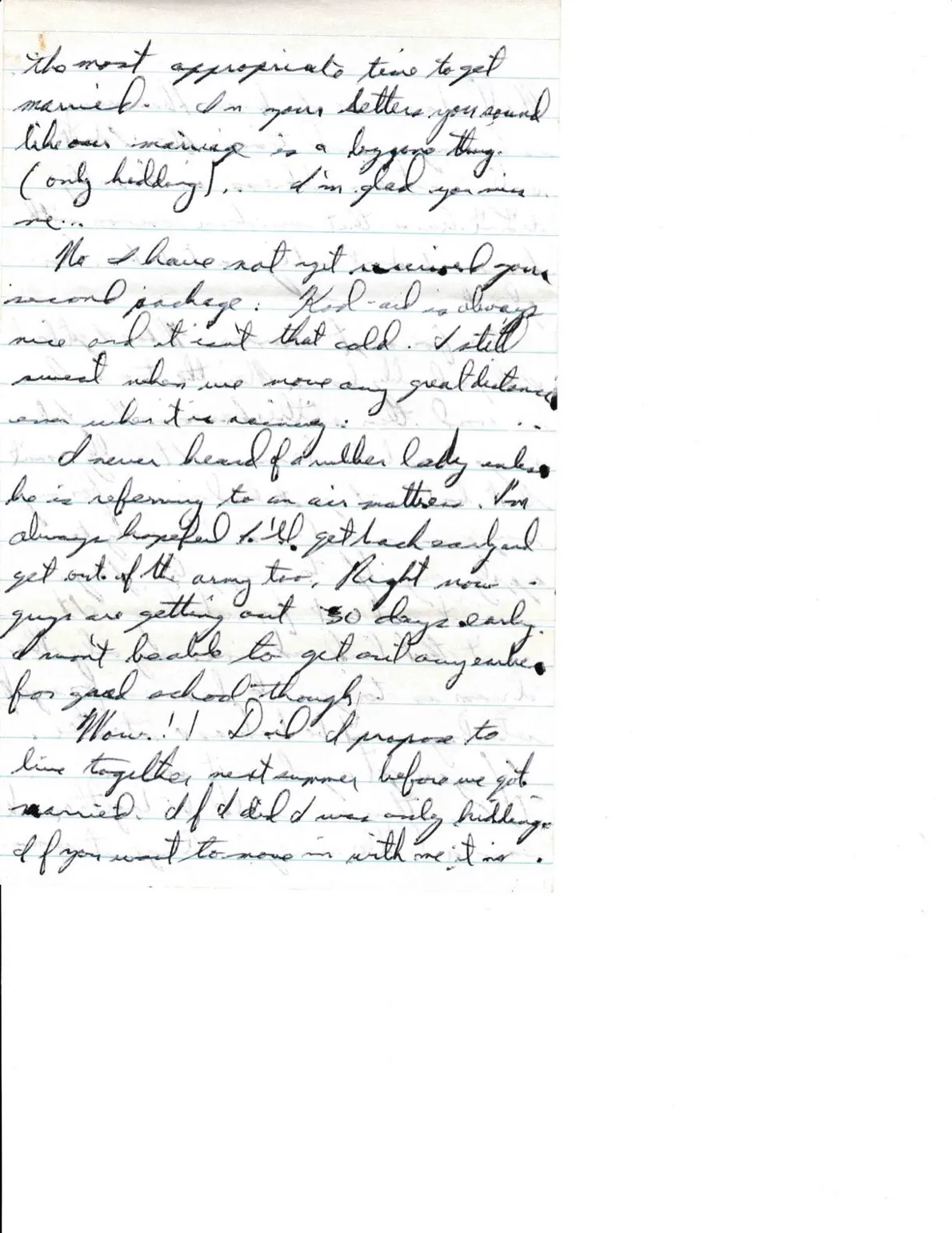 Letter to Terrie, c. late October 1970 — Hawaii, the November leave, and 'move in with me' — scan 1