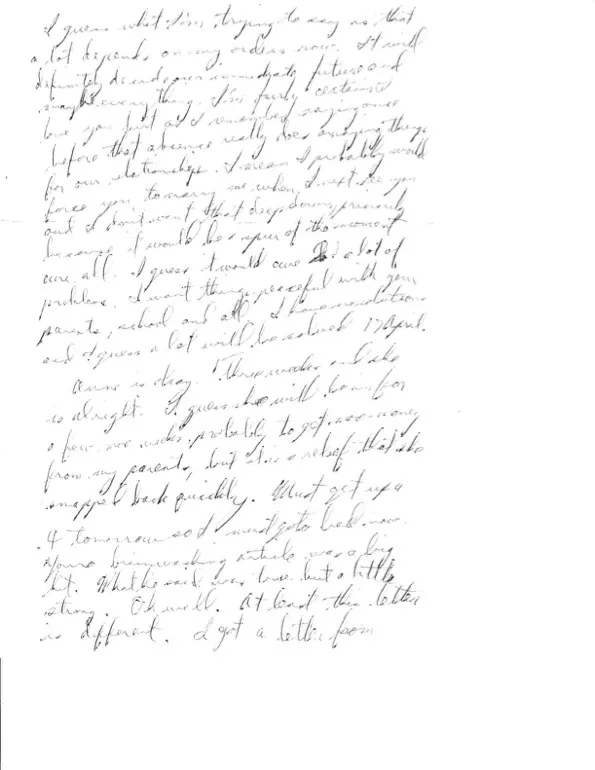 Letter to Terrie, undated — 'a lot depends on my orders now,' finish school, and not forcing a marriage — scan 2