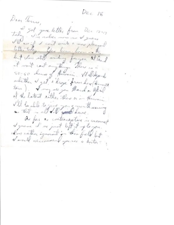 Letter to Terrie, 18 December 1970 — the 50-50 odds, and the children at the fence — scan 1
