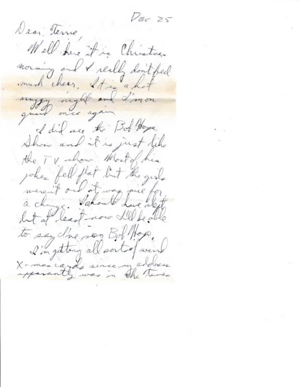 Letter to Terrie, 25 December 1970 — Christmas morning on guard — scan 1