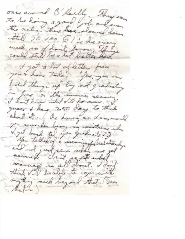 Letter to Terrie, 3 October 1970 — recovering from malaria at Cam Ranh Bay, and 144 days in — scan 2