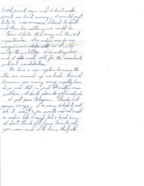 Letter to Terrie, 6 October 1970 — back to the field, booby traps, and 'raise hell' if the letters stop — scan 2