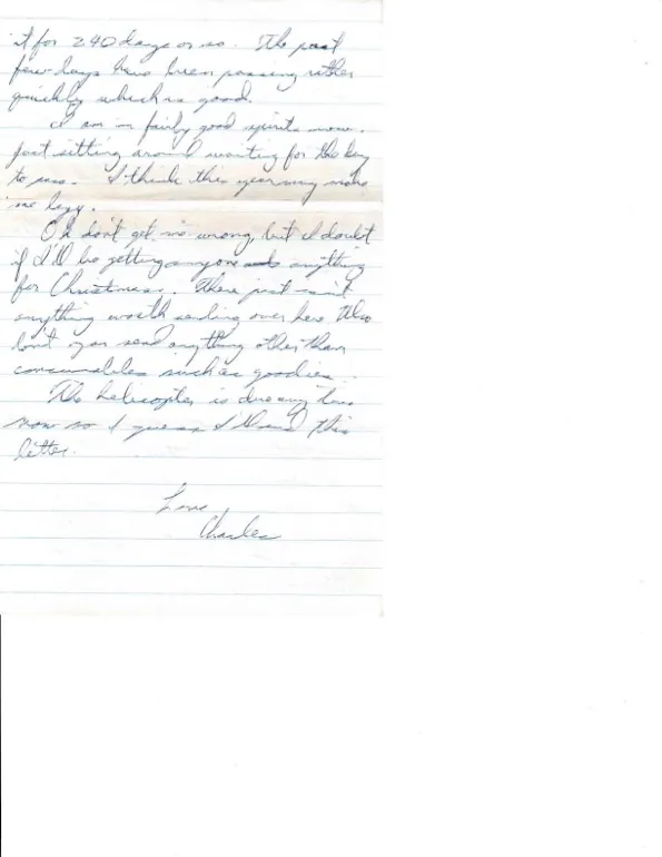 Letter to Terrie, 17 October 1970 — 'the only group that has contact anymore,' and 240 days left — scan 2