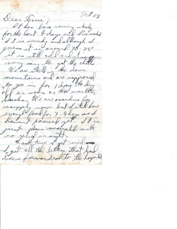Letter to Terrie, 28 October 1970 — one year in the Army, and 'I do think I came back out too soon' — scan 1