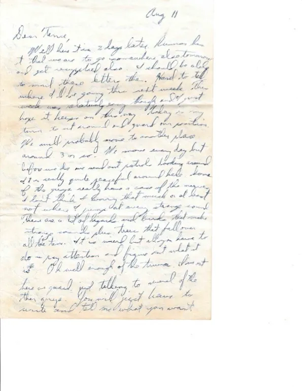 Letter to Terrie, 9–11 August 1970 — a new captain expected, a beard restarted, and 'calm down a little' on marriage — scan 2
