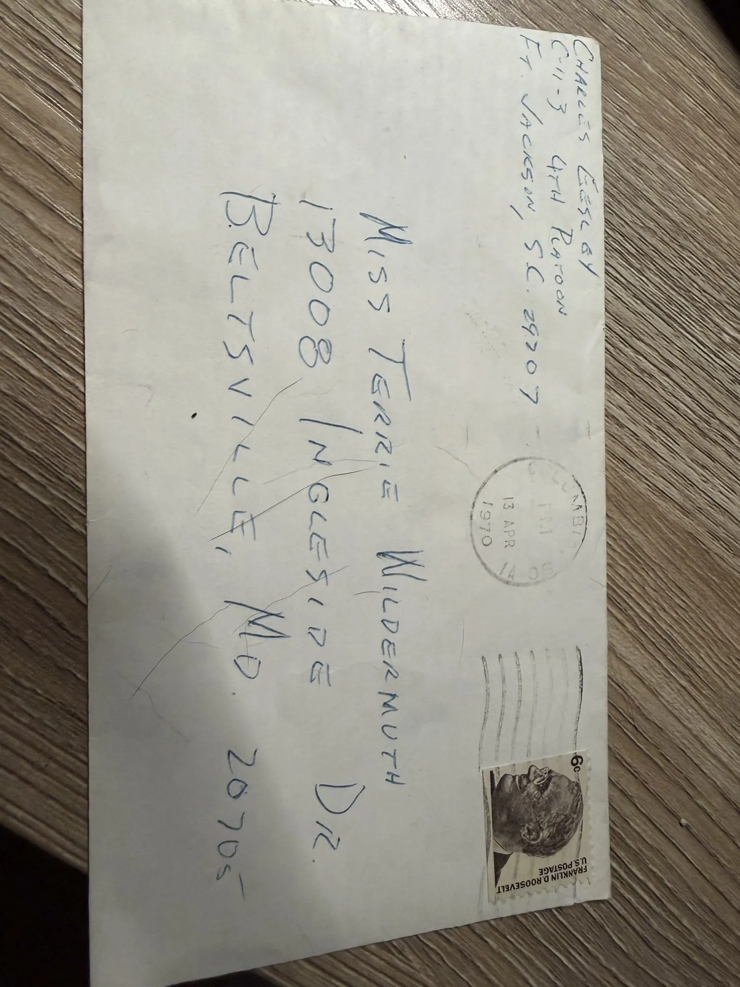 Three envelopes from Charlie to Terrie — Marietta, Fort Jackson, and Vietnam, 1969–1971