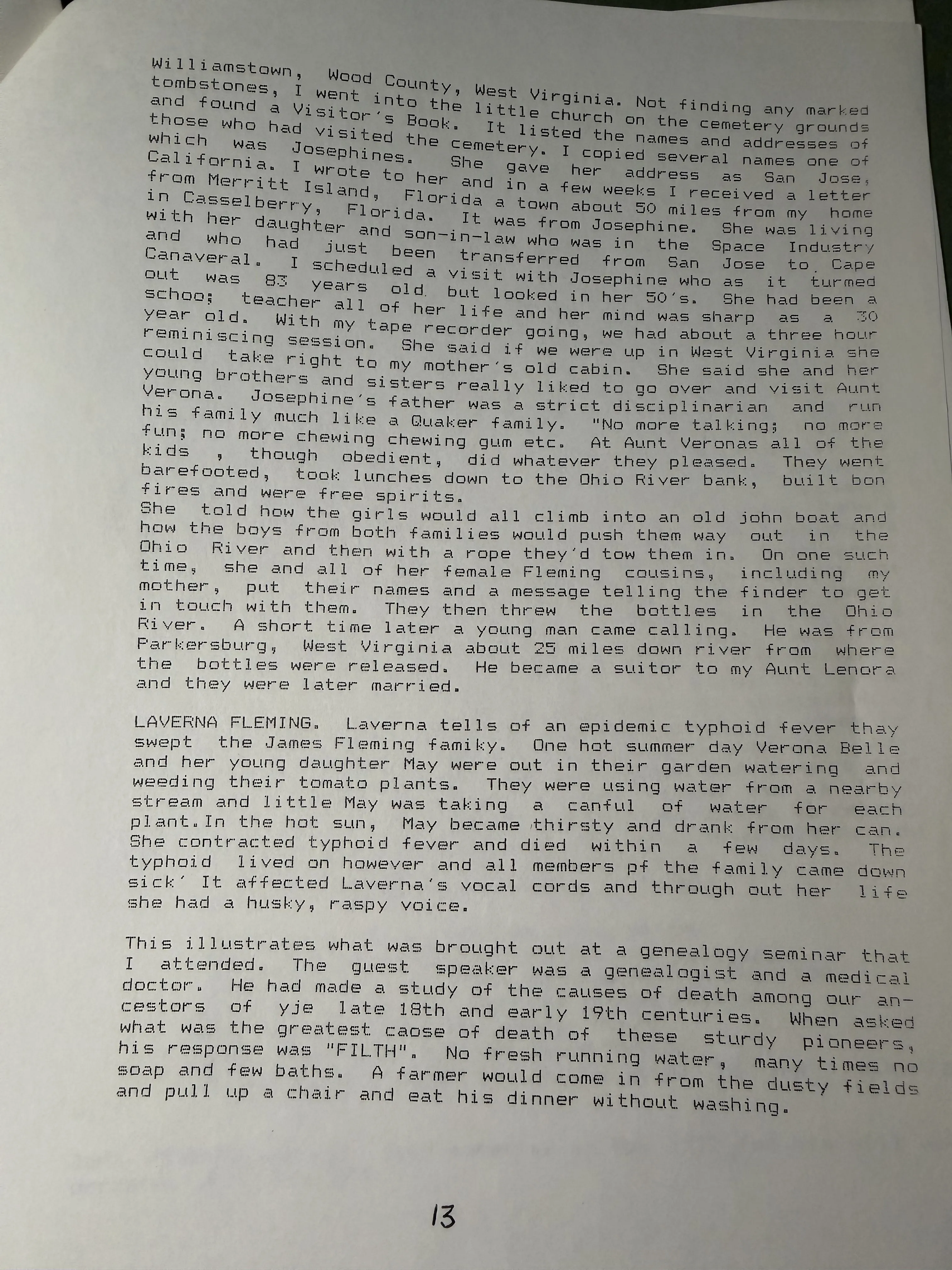 John Fleming Family Legacy — Robert Earl Wildermuth's Fleming narrative (c. 1998) — scan 12