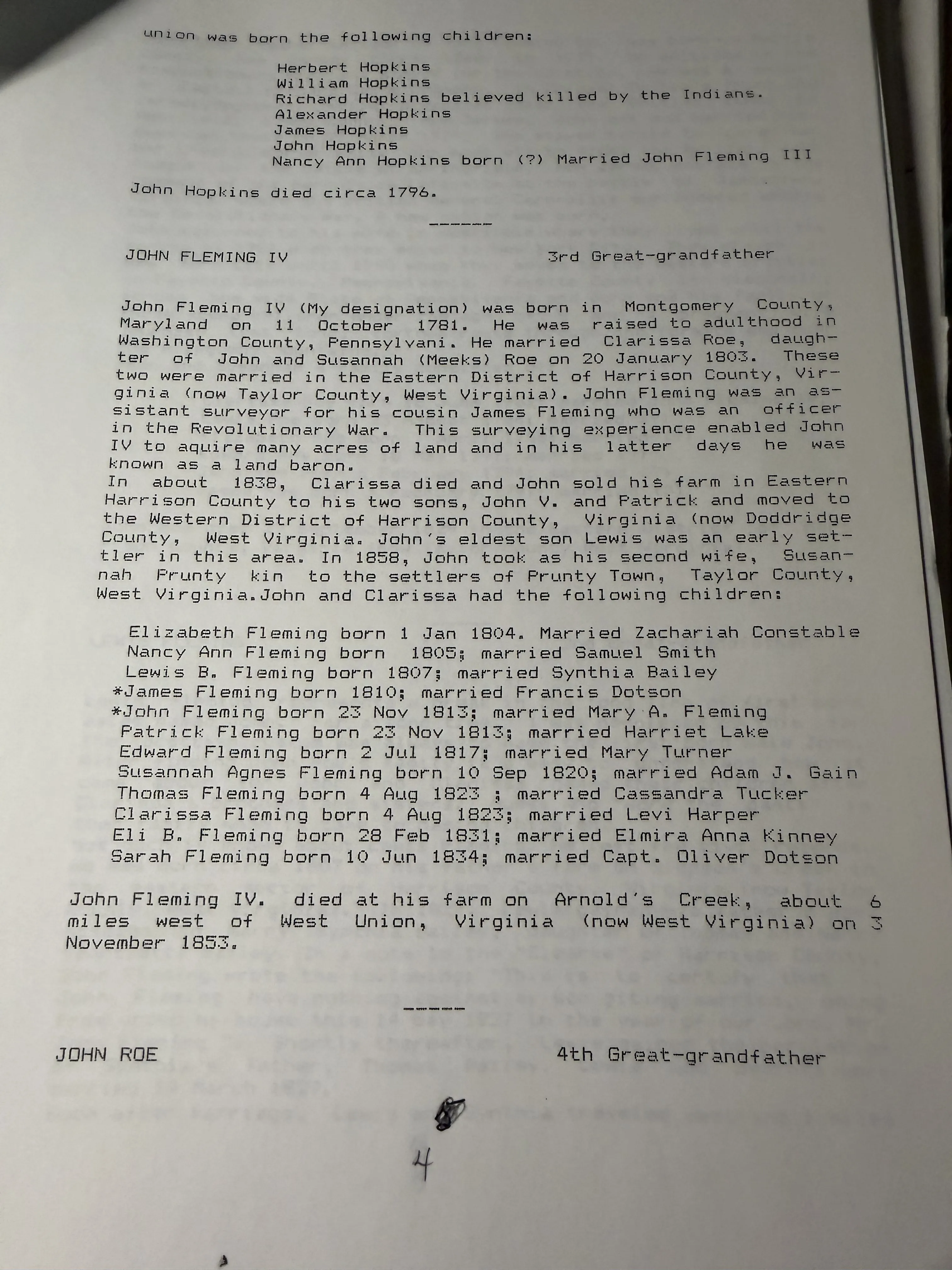 John Fleming Family Legacy — Robert Earl Wildermuth's Fleming narrative (c. 1998) — scan 3