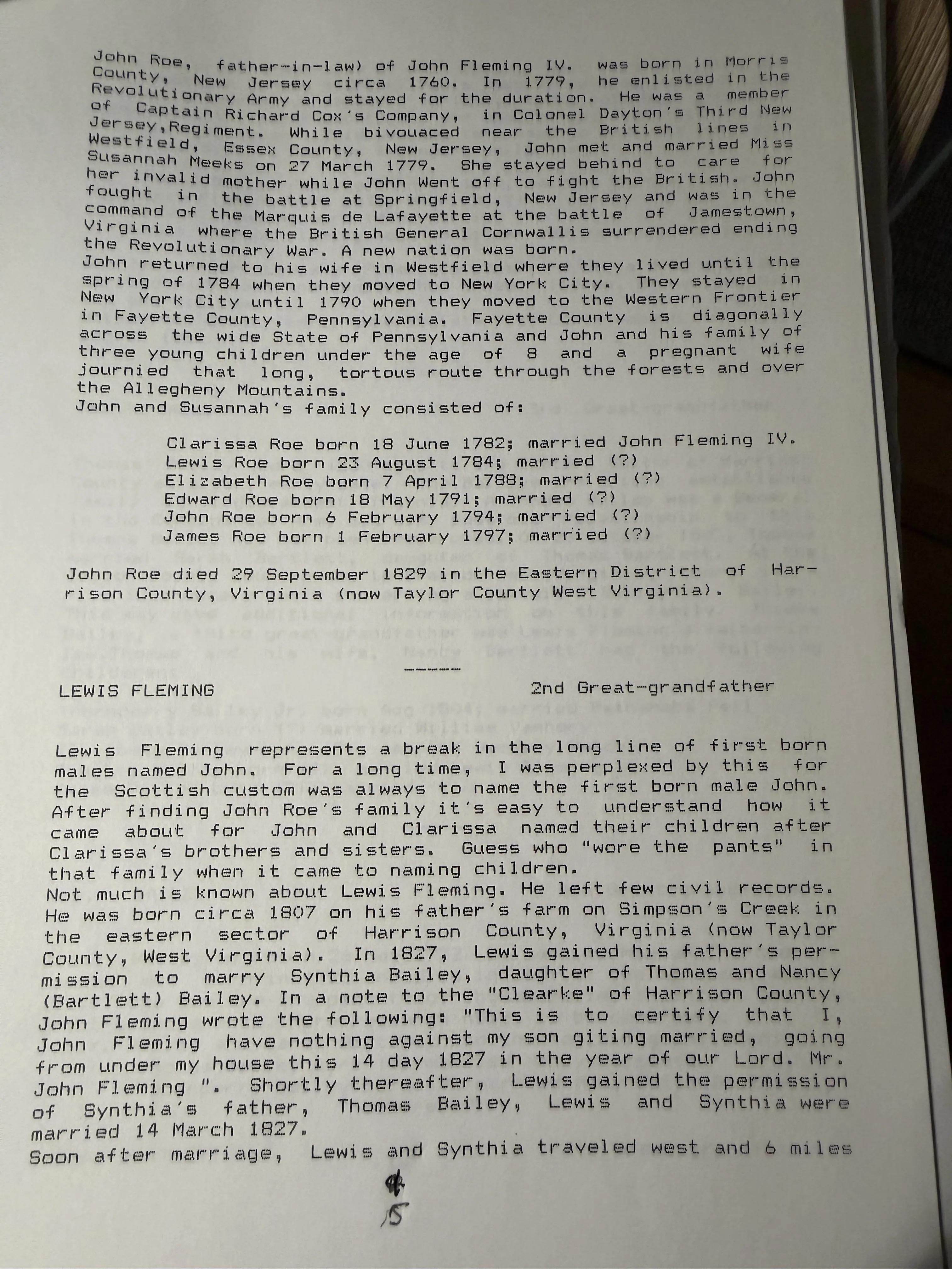 "John Fleming Family Legacy" — the typescript that answers the question