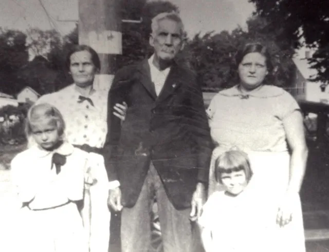 James Wesley Fleming with two daughters and two granddaughters — c. late 1930s
