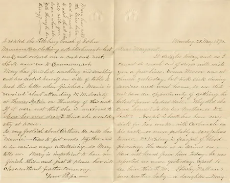 Letter from Rev. Abraham Anderson to his daughter Margaret Anderson, 21 May 1894 — scan 1
