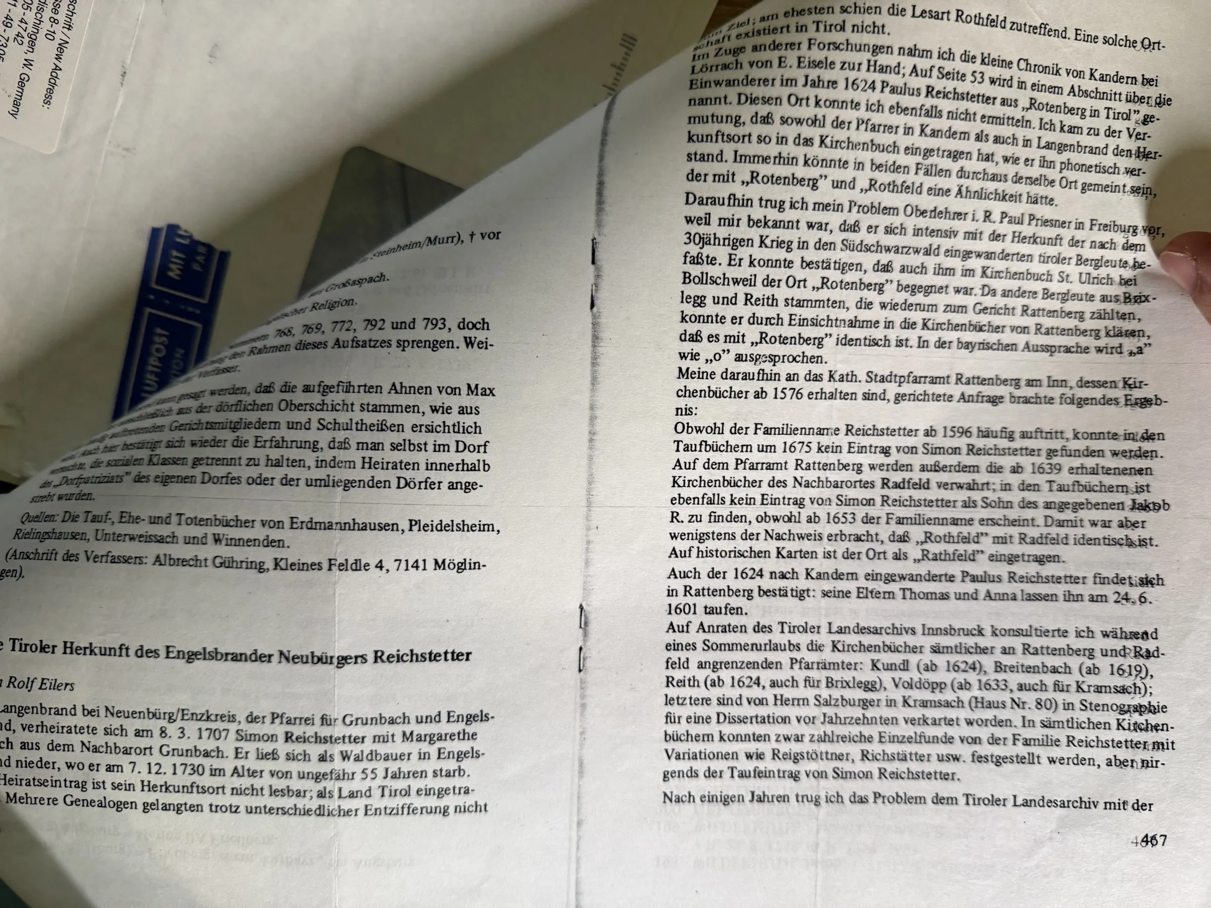 A further page of the same printed ancestor list, continuing the numbered entries into the seventeenth century with Wildermuth, Bomm, Hueber, Hieber, Lindayer and Schoenick families of Rielingshausen and Erdmannshausen.