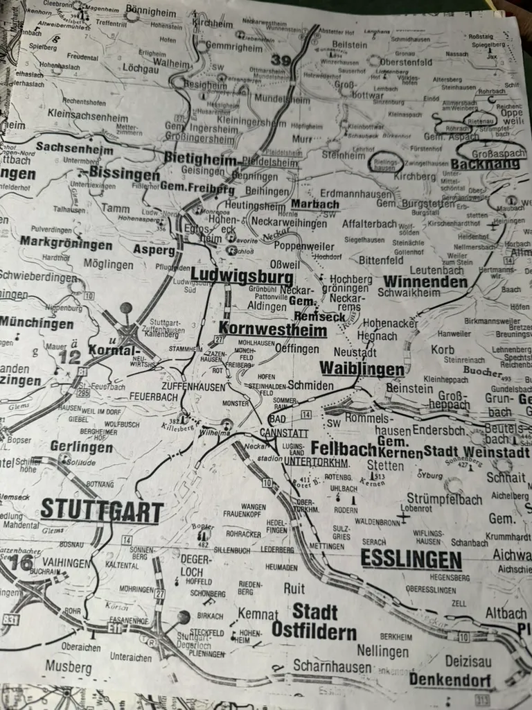 The German road maps, with the villages circled in ink