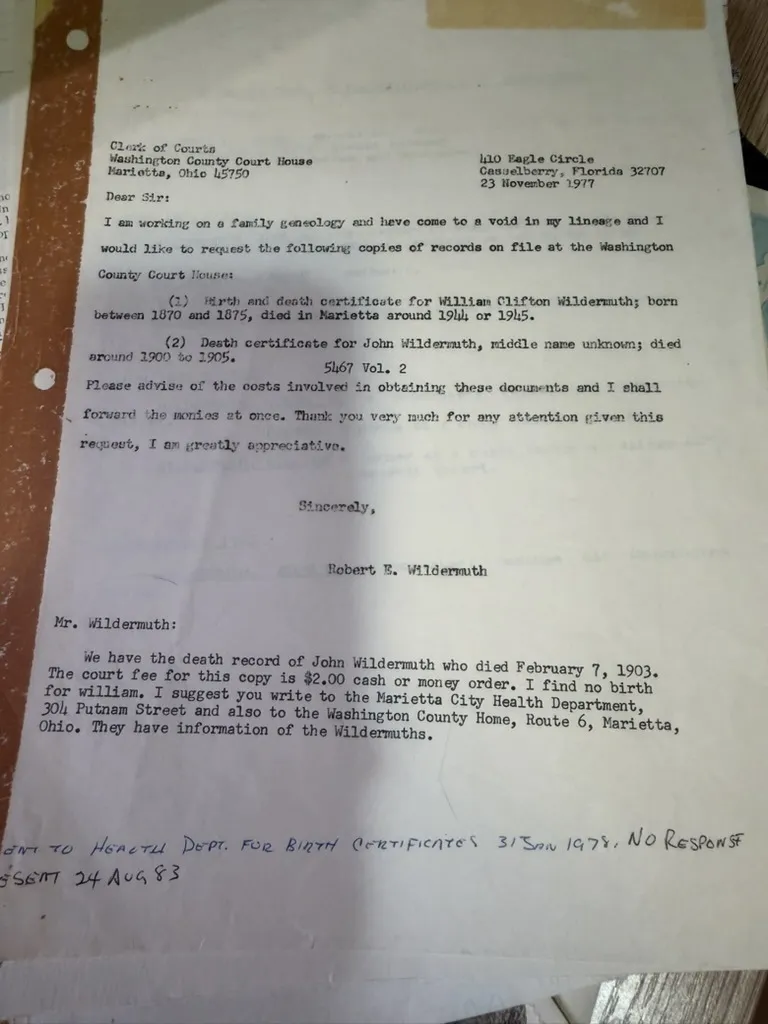 The letter campaign — Robert Earl Wildermuth's genealogy correspondence, 1977–1991